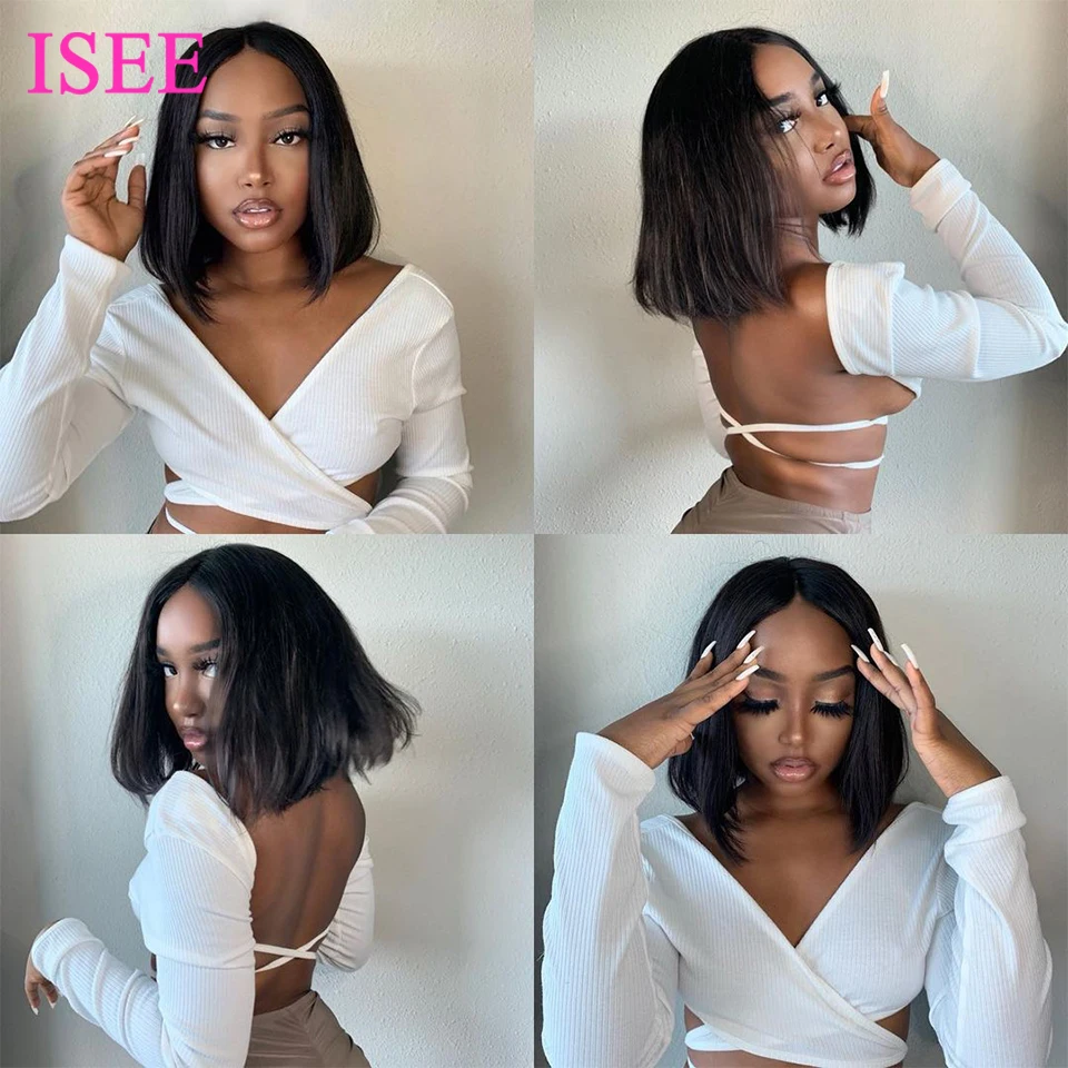 Малазийские прямые парики из человеческих волос на сетке короткие | Шиньоны и