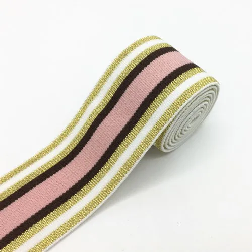 4cm Pink Gold 40 мм нейлоновая красочная резиновая резинка полосатые плечевые нижние ремни для тесьма для одежды Швейные DIY аксессуары для одежды 1 м - Цвет: 4cm Pink Gold