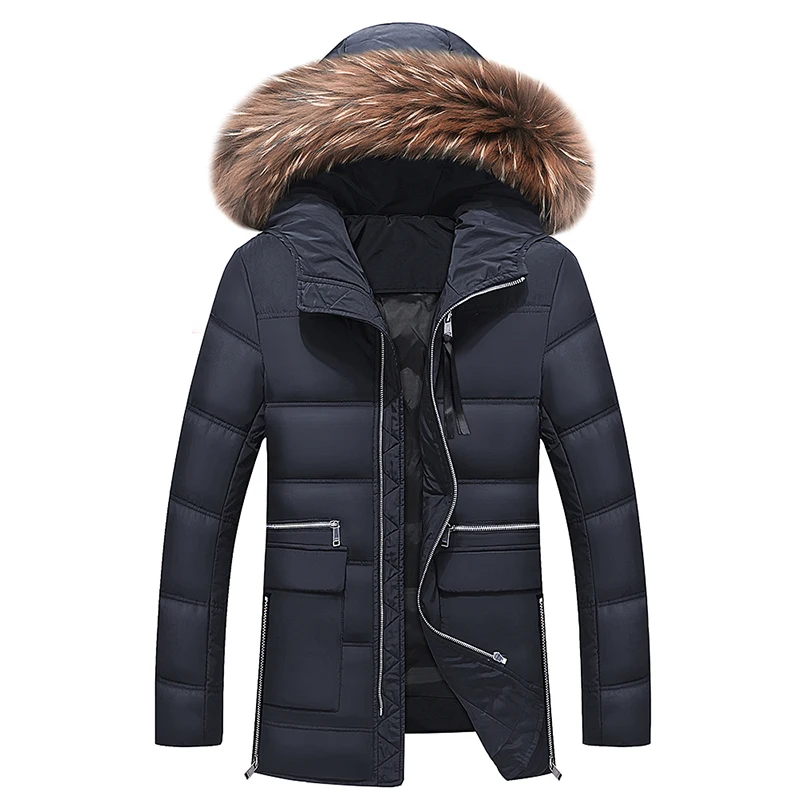 2019 Winter Jacket Men Big Real Fur Collar Hooded Duck Down Jacket Thick Down Jacket Men Warm Coat 2XL 3XL  Hat Detachable