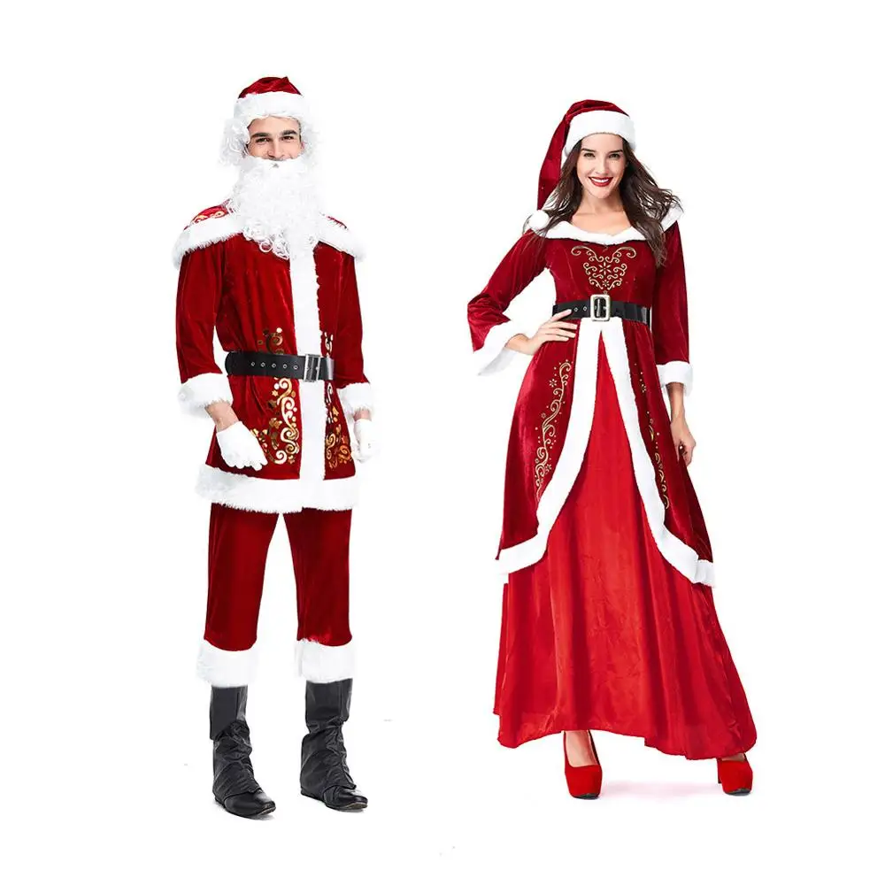 2019 New Christmas Court Wind Couple Male Female Adult Santa Costume Princess Dress | Тематическая одежда и униформа