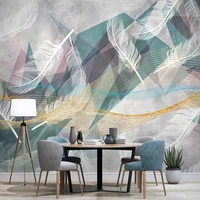 custom any size mural wallpaper nordic nodern geometric white feather tv background wall home decor fresco papel de parede 3 d