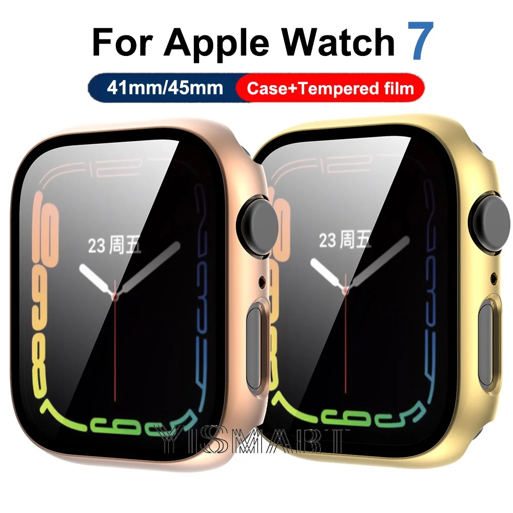 

Стекло и крышка для Apple Watch, 45 мм, 41 мм, бампер для iWatch 7, аксессуары, Защита экрана для Apple Watch серии 7, чехол из поликарбоната с покрытием