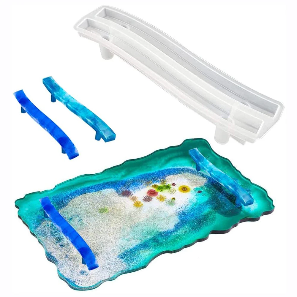 Tray Handles Silicone Molds Epoxy Resin for DIY Coaster Curved with 2 Sizes Serving Board Platter Fruit Plate | Дом и сад