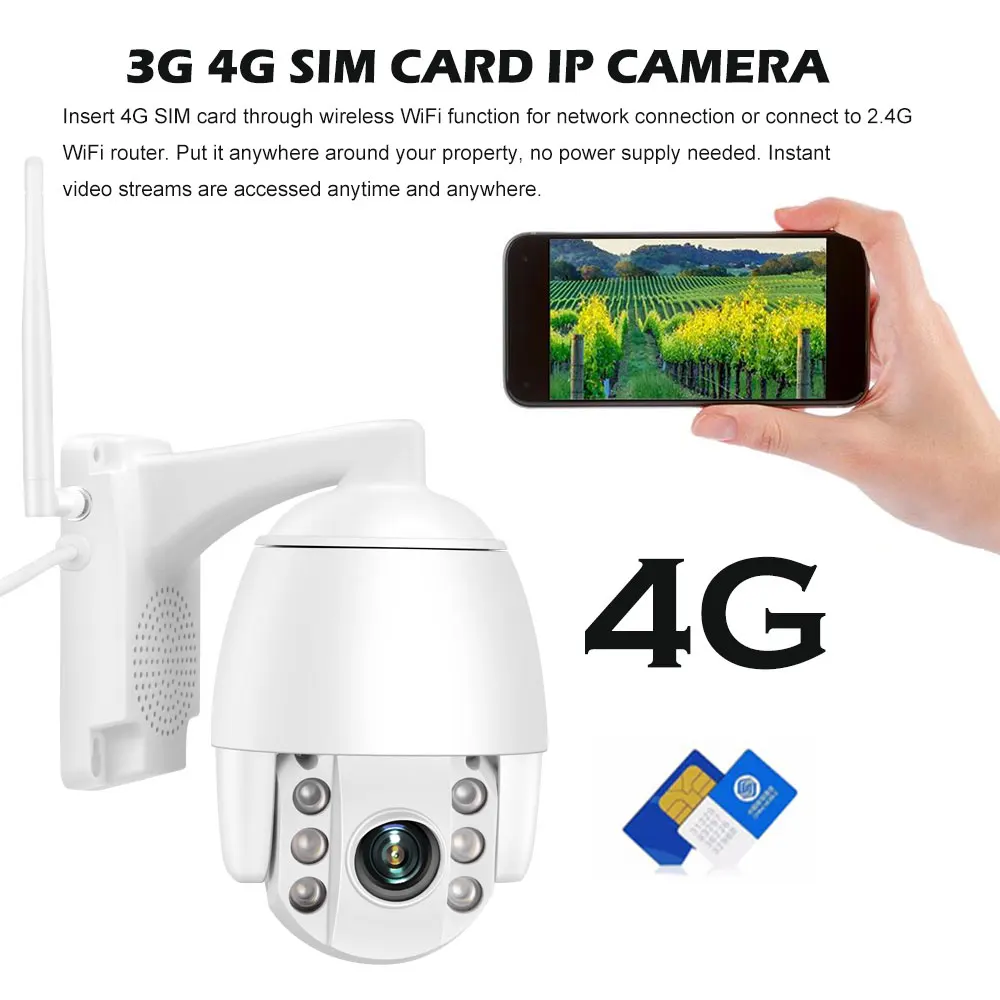 Wonsdar sim-карта камера wifi 3g 4G скорость купольная IP камера 1080P PTZ 5X зум двухстороннее аудио безопасность беспроводной CCTV CamHi App