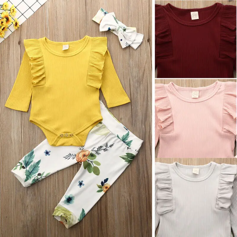 Комбинезон вязаный с оборками для новорожденных девочек длинные штаны цветочным