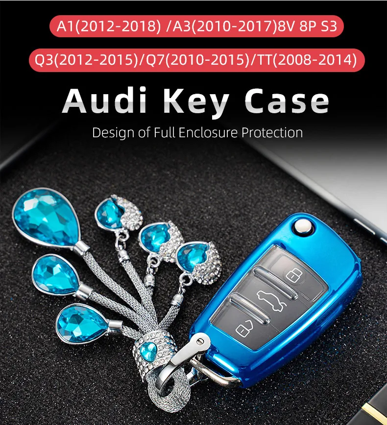 Автомобильный чехол для ключей, брелок для ауди Audi A1 S1 A3 8V 8P S3 Q3 Q7 TT, аксессуары для интерьера