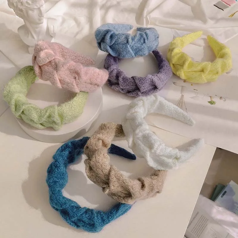 

CN Fashion Women Hairband Pleated Knitted Headband For Women Simple Korean Thin Hairbands Hair Hoop Turban Hair Accessories