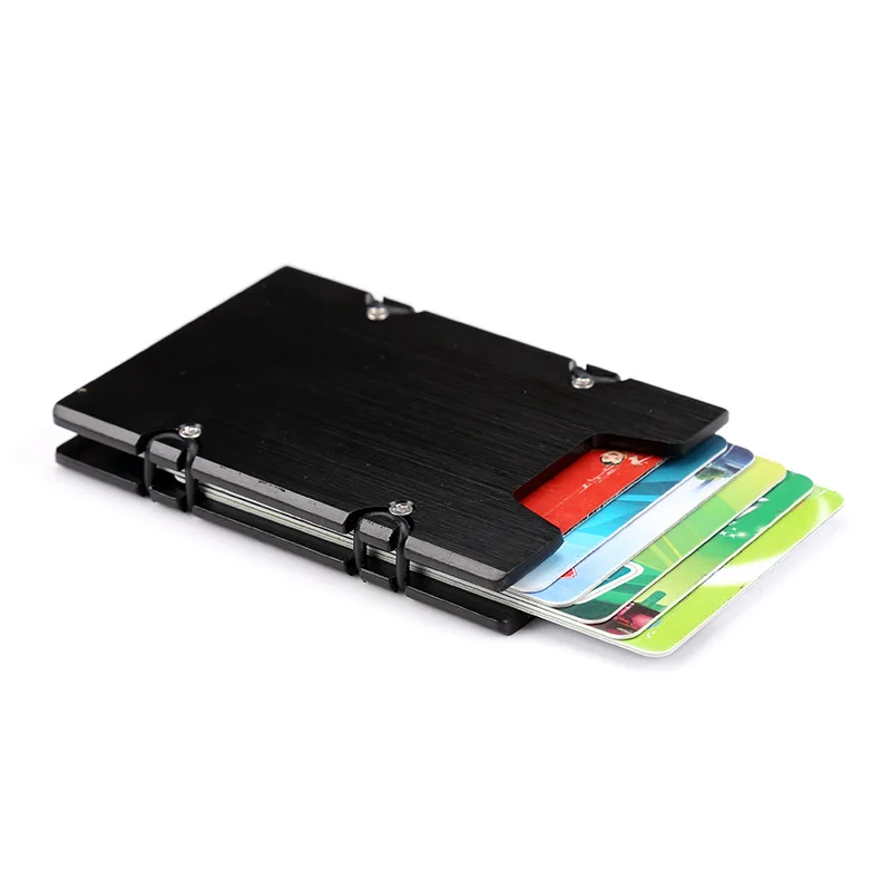 

Anti-theft brush metal card package men stainless steel ultra-thin anti-degaussing RFID shielding anti-nfc bank card holder