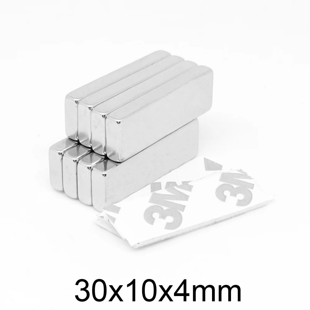 

2/5/10/20/30/50PCS 30x10x4 Block Search Magnet Two Side With 3M Tape 30x10x4mm Quadrate Rare Earth Neodymium Magnet 30*10*4