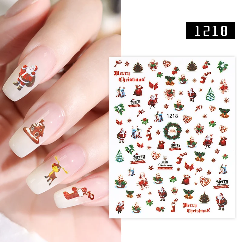 

Colorful Snowflakes Nails Stickers Christmas Nail Art Decor Stickers for Nail Decoration Pattened New Year Stickers for Nails