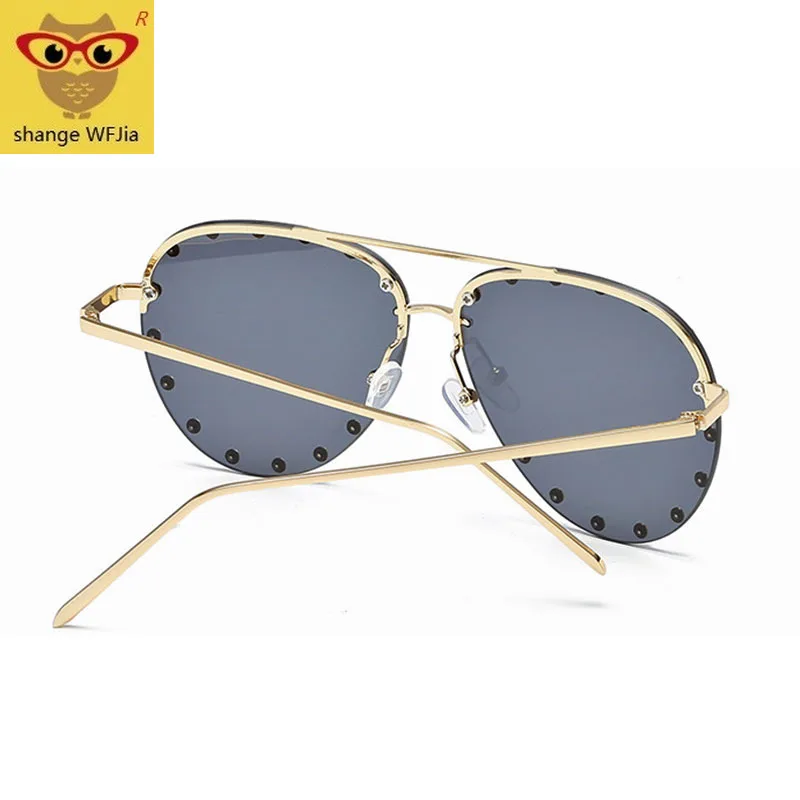 Женские солнцезащитные очки в стиле панк розовые зеркальные с металлическими