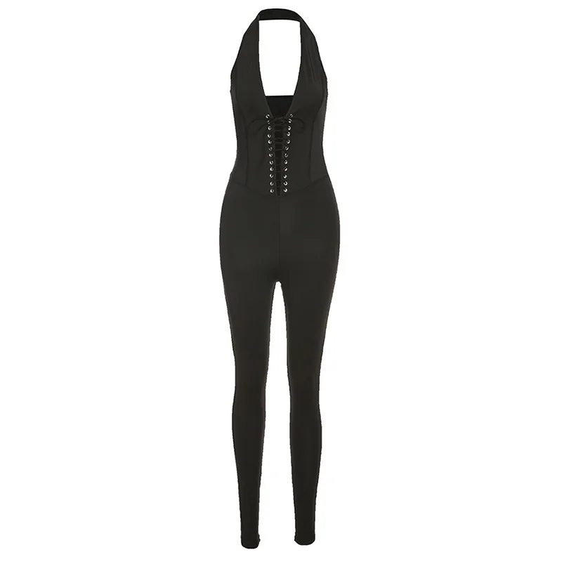 

2021 summer women's wear new neck strap leg zipper backless sports casual sexy Jumpsuit