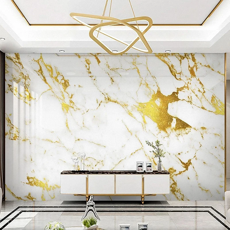 Custom Any Size Mural Wallpaper 3D Gold Foil Golden Marble  Abstract Art Home Decor Living Room TV Sofa Wall Sticker Home Décor