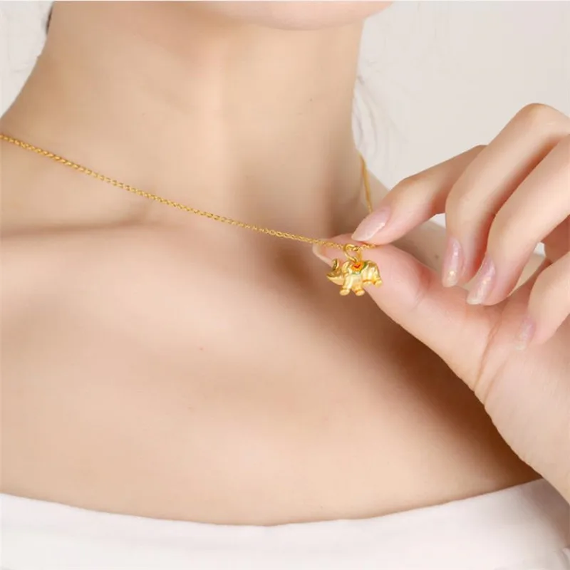 Милое золотое ожерелье с подвеской в виде слона для женщин свадебные аксессуары