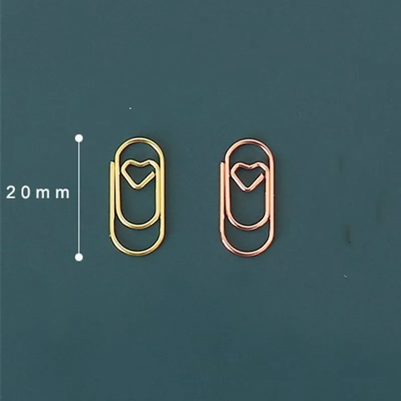 

50pcs/bag The Mini Heart Gold Rose Gold Color Clip Bookmark Metal Office Binding Supplies Paper Clips Office Binding Supplies