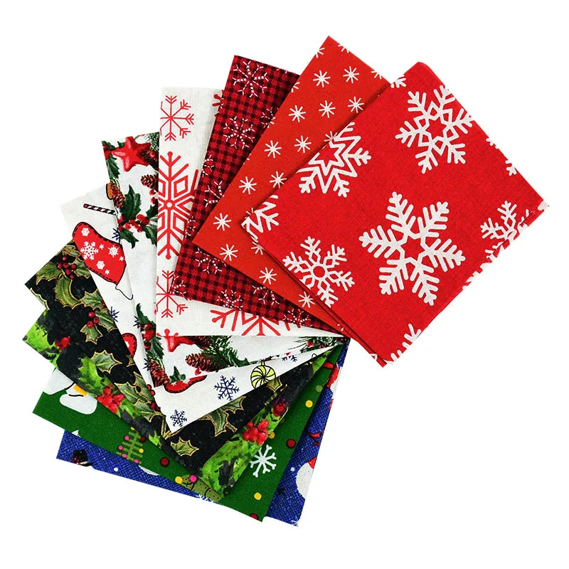 

10Pcs 20x25cm Christmas Snowflake Print Cotton Cloth Fabric Sewing Dolls &Bags Quilting Material DIY Patchwork Needlework Supply