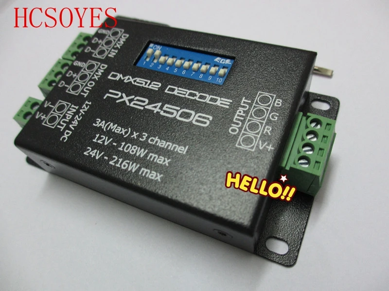 PX24506 DMX 512 декодер светодиодный драйвер 9A усилитель для 5050/3528 RGB светодиодных ламп