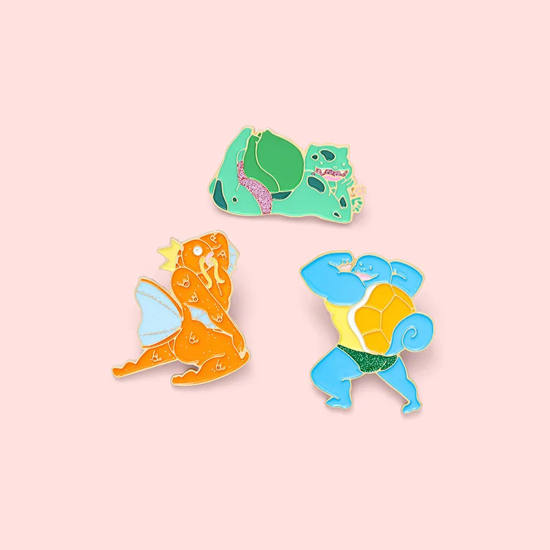 Strong Animal Fitness Elf Cartoon Lapel Pins Brooch Metal Badge Vintage Classics Jewelry Kids Gifts Collection | Дом и сад