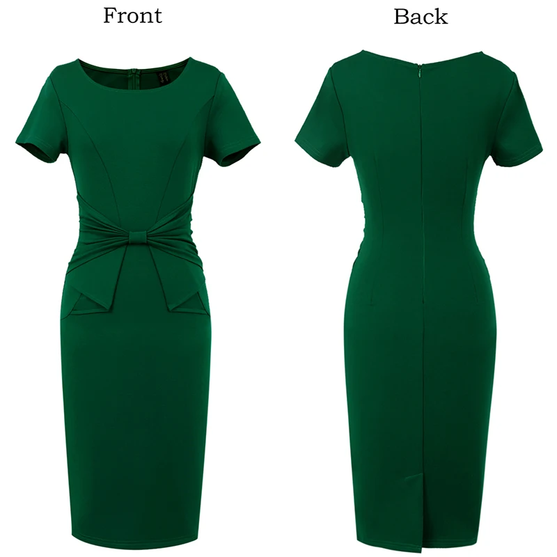 Vfemage Винтаж одноцветное цвет печати рюшами Лук носить на работу молнии vestidos Bodycon Офис Вечерние Партии Женское облегающее платье 361