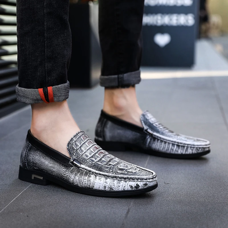 Casual Men Loafers Shoes Handmade Patina genuine Leather Mans Footwear Slip-On Flat shoes moccasins Zapato Hombre 5 | Обувь
