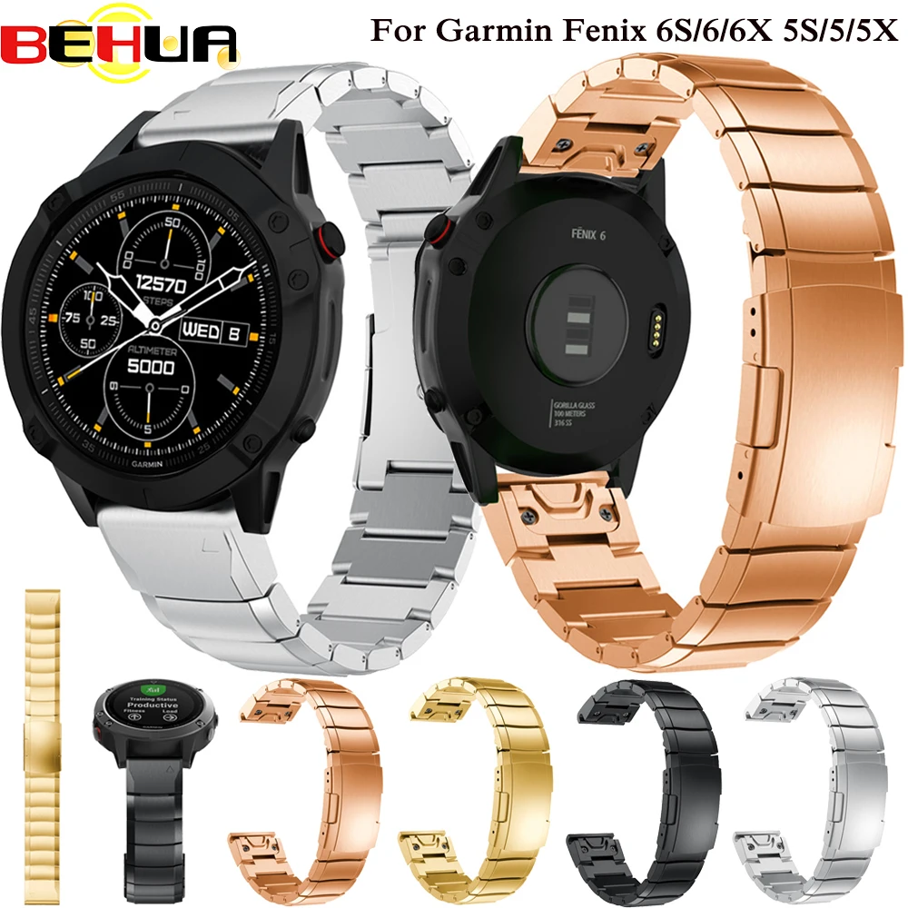 

Ремешок для GPS-часов Garmin Fenix 6X 6 6S 5X 5S 5 3 3HR, 26 мм, 22 мм, 20 мм, быстросъемный ремешок из нержавеющей стали