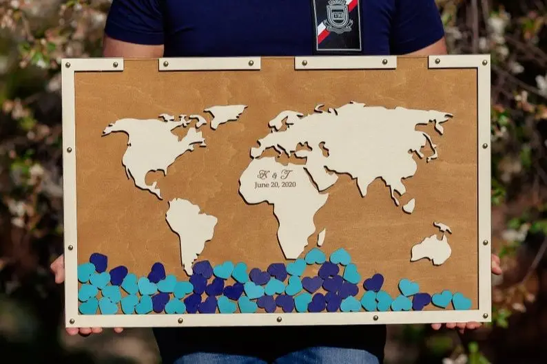 

Индивидуальная Свадебная Гостевая книга Worldmap, 120 шт., гостевая книга с сердечками для свадьбы, Геометрическая книга для гостей, альтернативн...