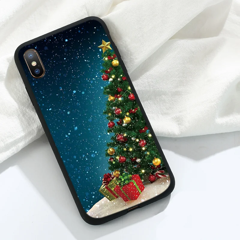 Khe-sdbanlws Роскошный силиконовый чехол для iPhone 11 Pro XS Max X XR из ТПУ с изображением рождественской елки чехол для iPhone 7 8 6 6S Plus 5 5S SE - Цвет: Khe-sdbanlws
