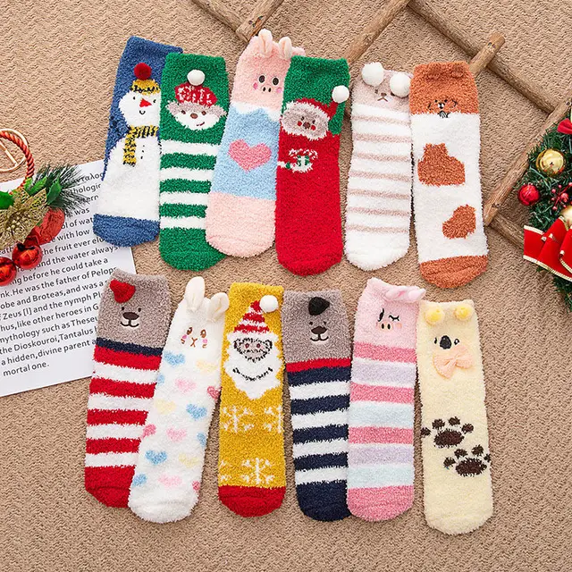Winter Warm Casual Christmas Socks Cartoon Animal Women Socks Cotton Happy Funny Socks Korea Cute Socks Christmas Gift for Women 2