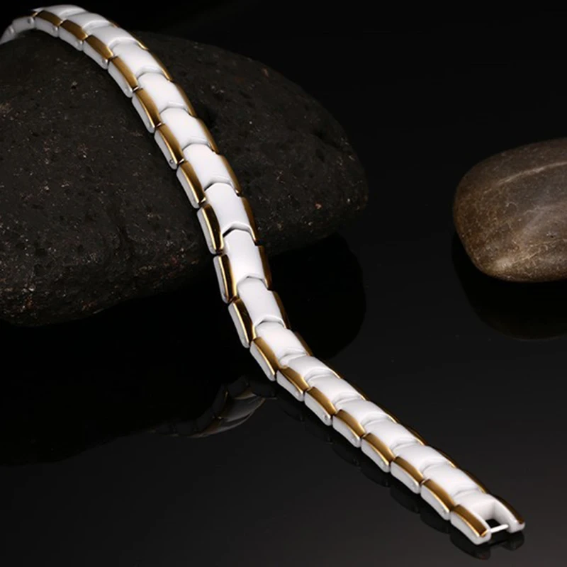 Двухрядный белый браслет из керамики нержавеющей стали мужские ювелирные