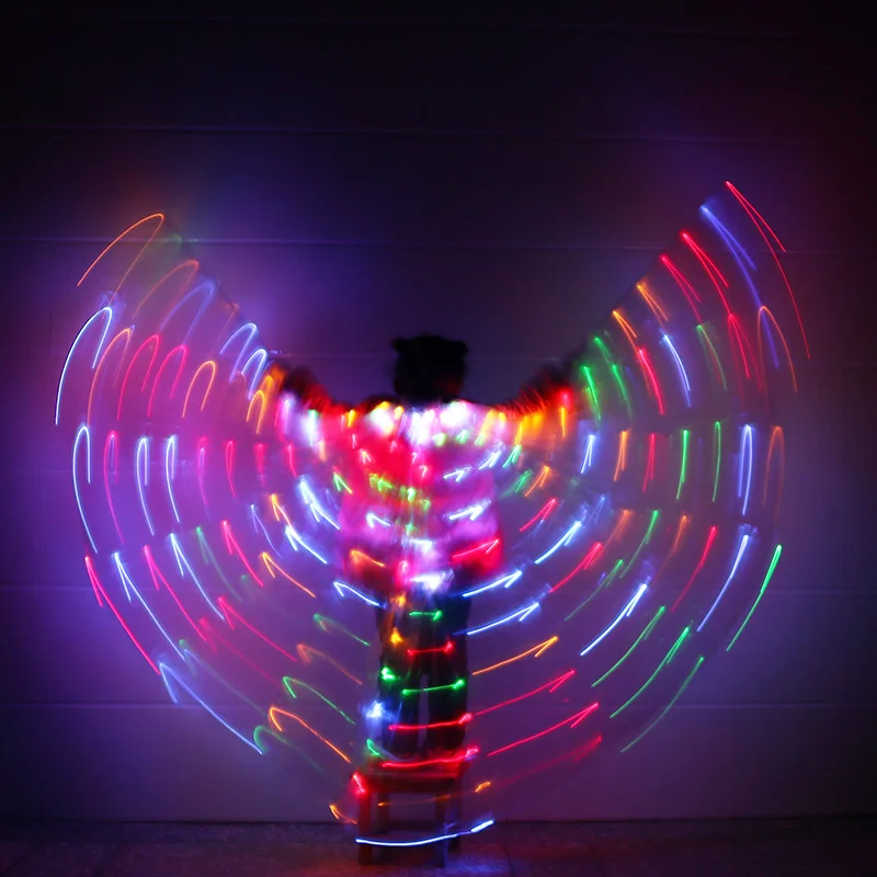 

2018 Children LED Light Isis Wings Belly Dancing 360 Degree Egyptian Stage Performance New Arrival Kids DJ LED Wings No Sticks