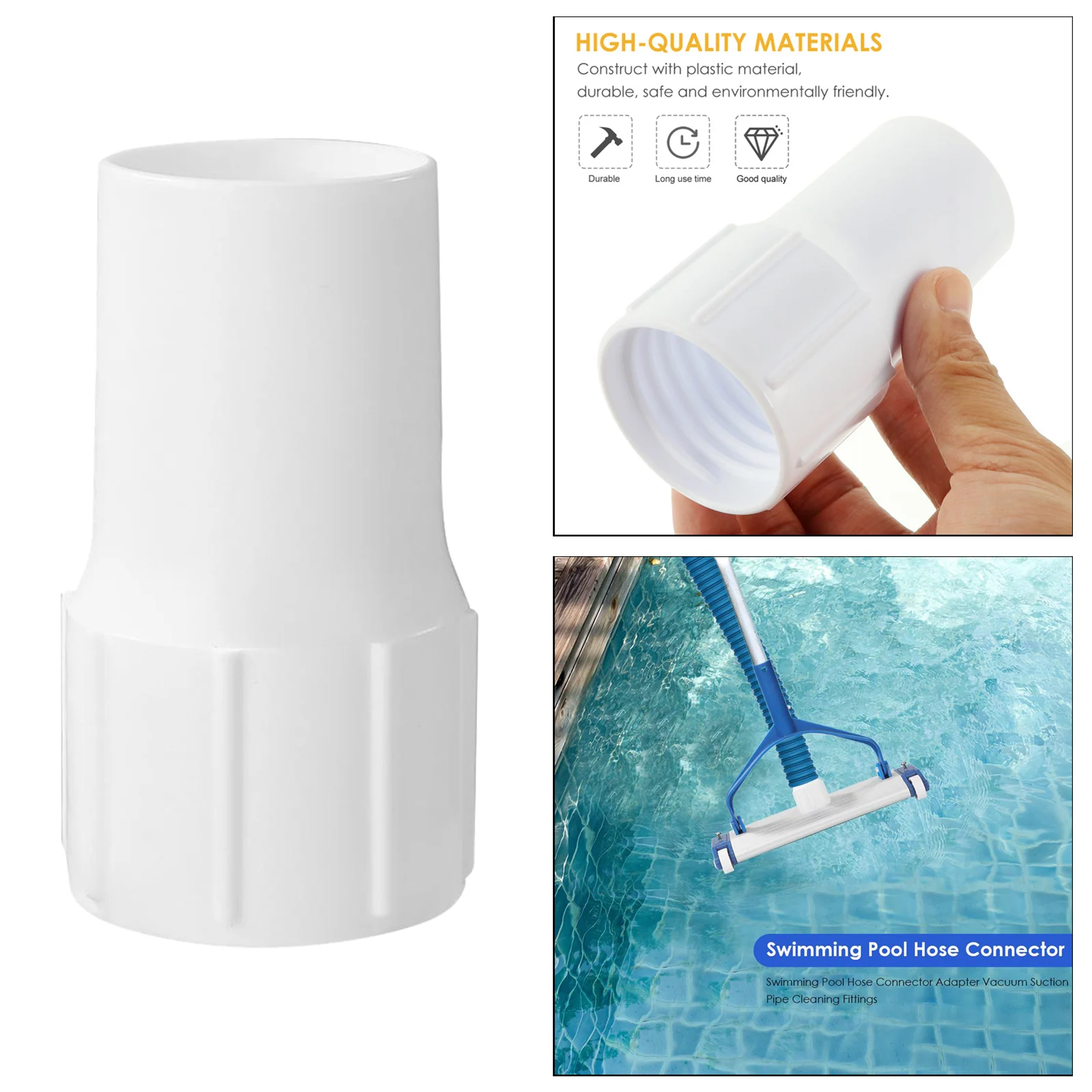 

Swimming Pool Vacuum Hose Cuff Cleaning End Threaded for Vacuum Skimmer, White Color