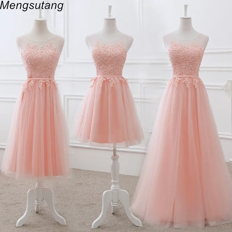 Женское вечернее платье с круглым вырезом Robe de soiree розовое Элегантное Длинное