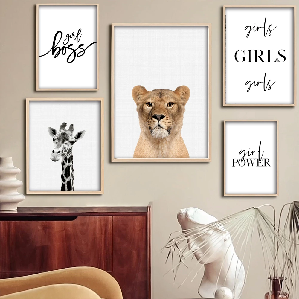 Ess Печать Сафари Детское искусство Животные печати Настенный плакат для декора гостиной дома на.