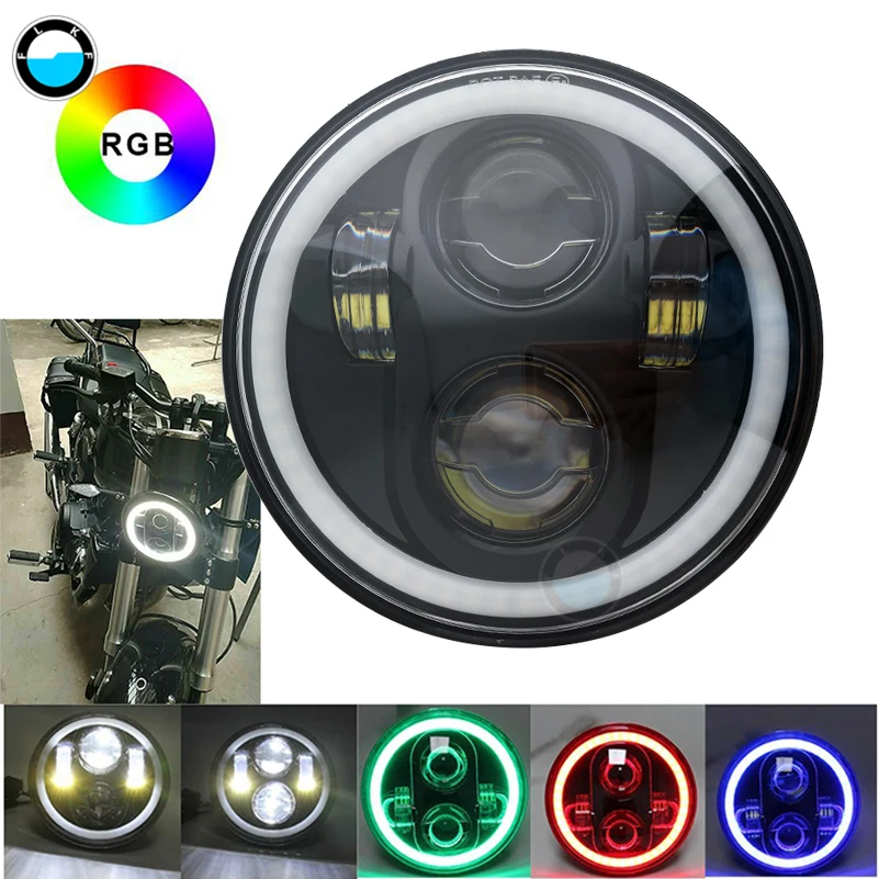 

Налобный фонарь, Светодиодная лампа 5 3/4 дюйма 5,75 дюйма с RGB-кольцом для мотоцикла Sportster Dyna 883 72 48 H4