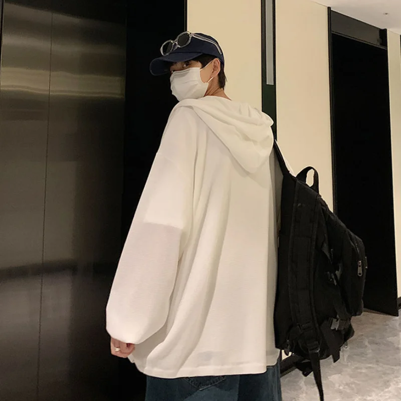 

Men Jackets Summer Sun Protection Comfortable Letter Printed Hooded Korean Style Fashion Student Coat Simple Clothing Breathable
