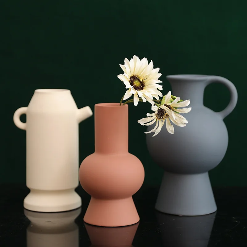 

Nordic Morandi Ceramic Vase Home Table Decor Living Room Study Bedroom Minimalist Dried Flower Arrangement Kettle Vases Ornament