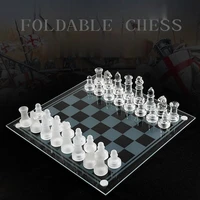 crystal interaction chess game glass chess pieces transparent garden adults chess set large outdoor juegos de mesa family games
