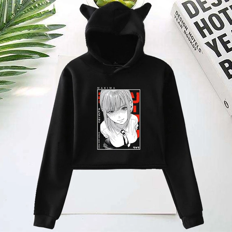 

Crop Top Hoodies Chainsaw Man Anime Hoodie Long Sleeve Clothes Womens Winter Autumn Tops Winter Clothes Women Cropeed Hoodies