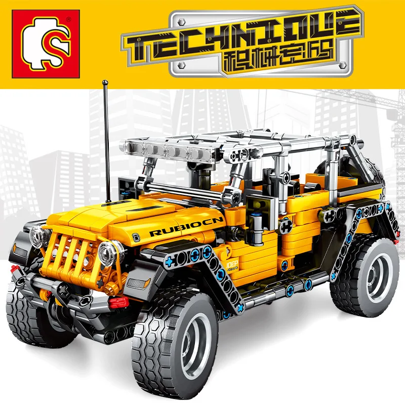 

Senbao 701601 Technology Series Jeep Pull Back Off-road Racing Children's Puzzle Assembling Building Block Toy Model