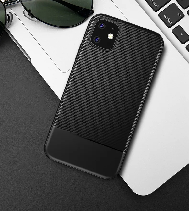 For iPhone 11 Pro Max 11Pro XS XR 6 6s 7 8 Plus X Case Silicone Phone Cover Soft TPU Carbon Fiber Bumper Funda |