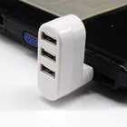 Вращающийся мини-разветвитель с 3 портами USB 2,0, адаптер-концентратор для MacBook, ПК, ноутбука, ноутбука