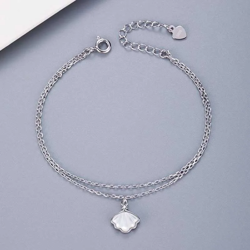 

Trendy 925 Sterling Silver White Shell Brancelets for Women Fine Jewelry Korean Love Charm Bracelet Anniversary Valentine's Gift