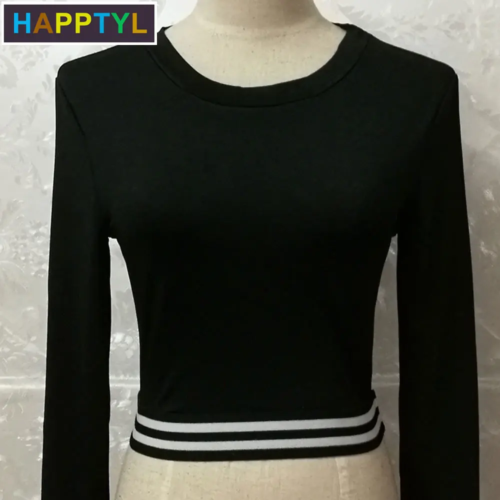 HAPPTYL 1 шт. женские рубашки с коротким рукавом открытой спиной и круглым вырезом |