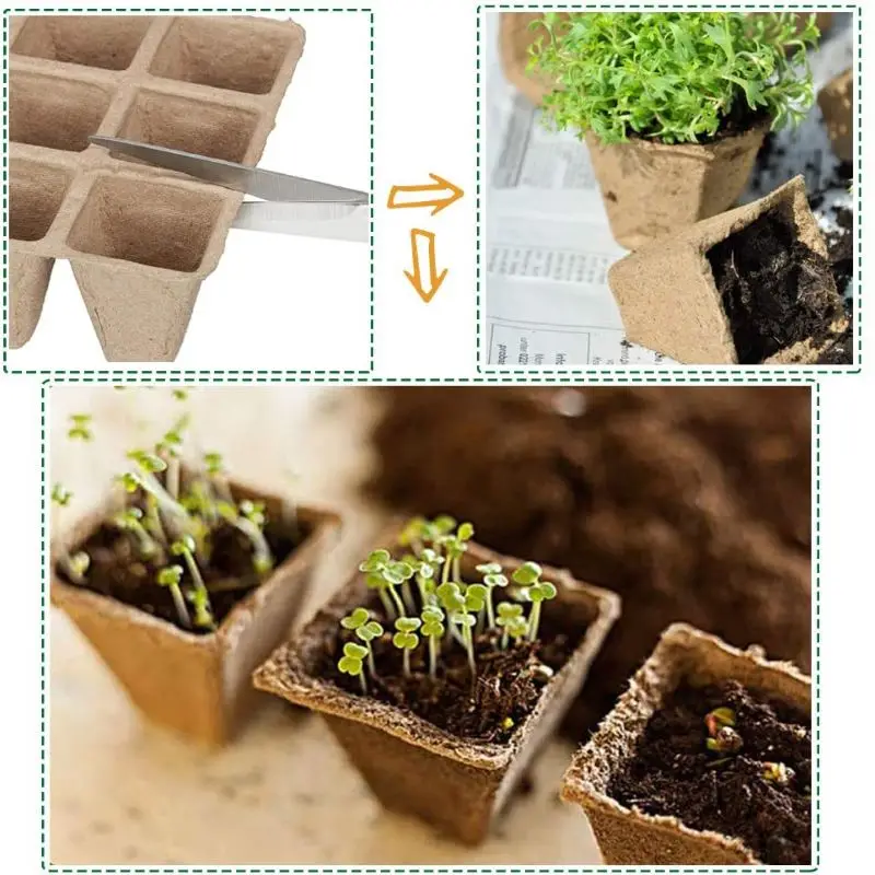 Биоразлагаемые бумажные горшки лотки для саженцев и торфа 10 упаковка семян 120