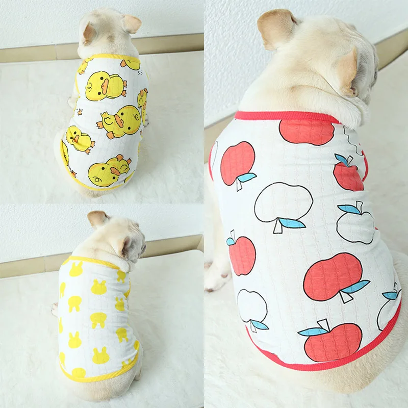 

Pet Dog Clothes XS Spring Summer Vests Cartoon Print French Bulldog Clothing Corgi Pug Bichon Teddy Poodle Pajamas for Small Dog