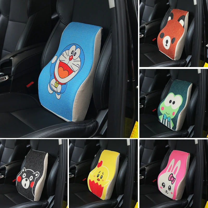

Cartoon Flax Waist by Waist Protection Car Interior Supplies Car Waist Support Memory Cotton Cushion Cotton Hemp Lovely Back By