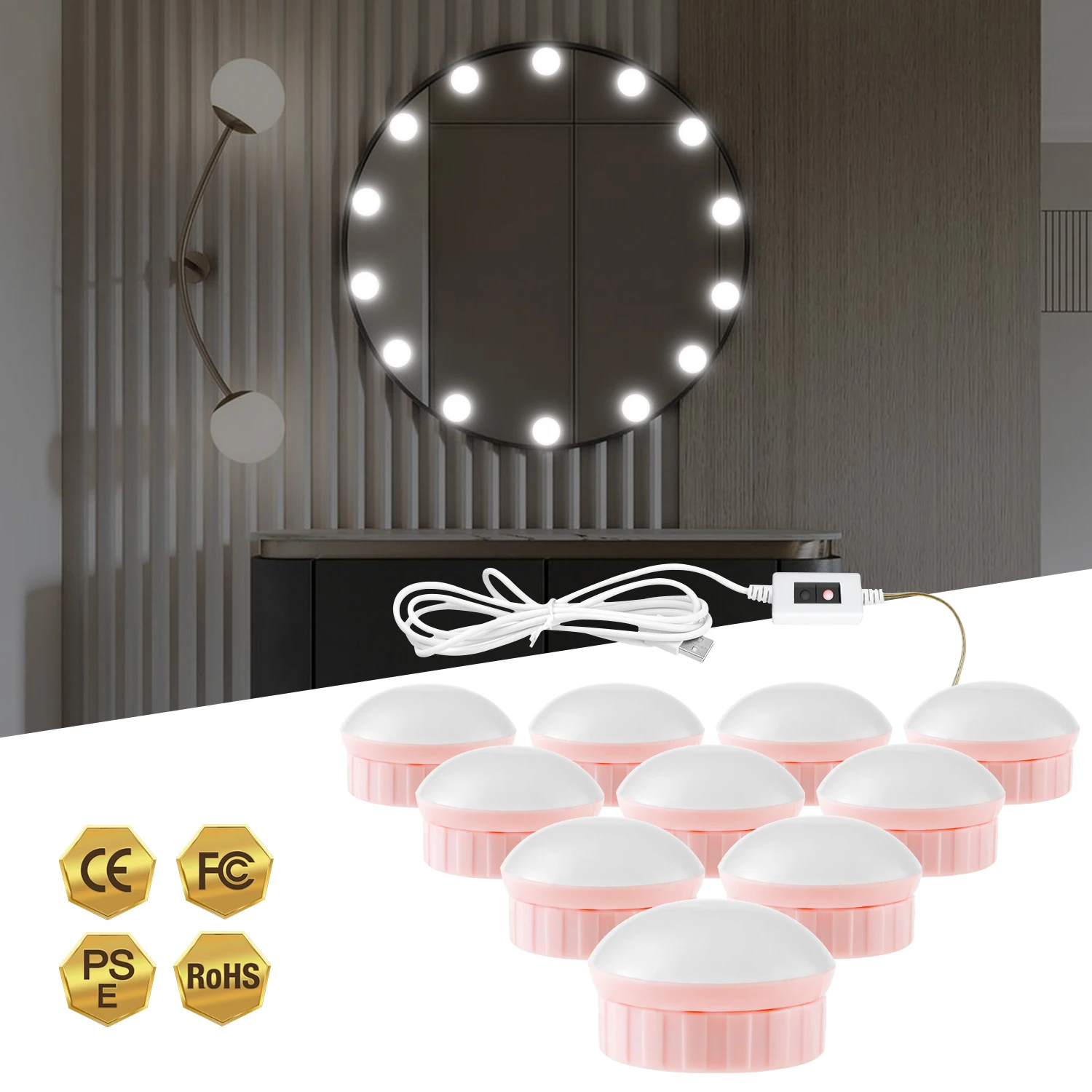 

Hollywood Smart Hand Sweep Sensor USB Cosmetic Light Dimmable Wall Lamp LED16W Makeup Mirror Vanity Light Bulbs Dressing table