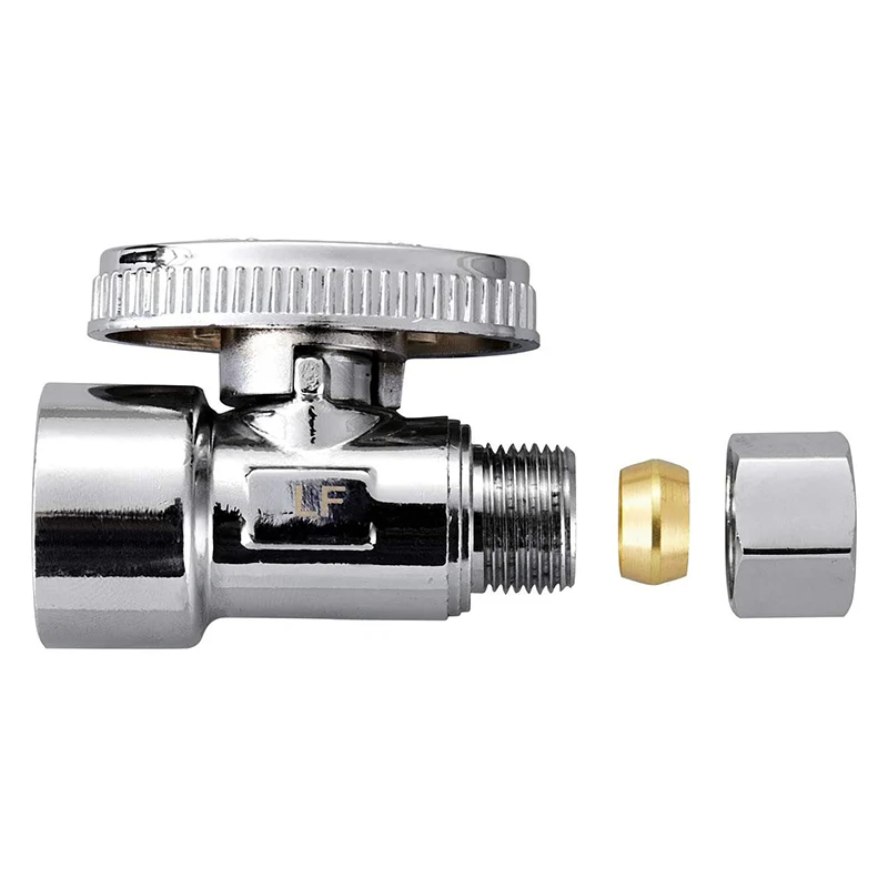 

HOT-2 Pack Lead Free Br 1/2 Inch FIP x 3/8 Inch OD Compression Quarter Turn Straight Water Angle Stop Valve Shut Off