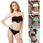 Женский раздельный купальник с бахромой, Раздельный купальник с бахромой и заниженной талией, Женский раздельный купальник