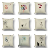 18 plant dandelion cotton linen pillow case sofa car waist cushion cover home room car decor gifts single sides printing